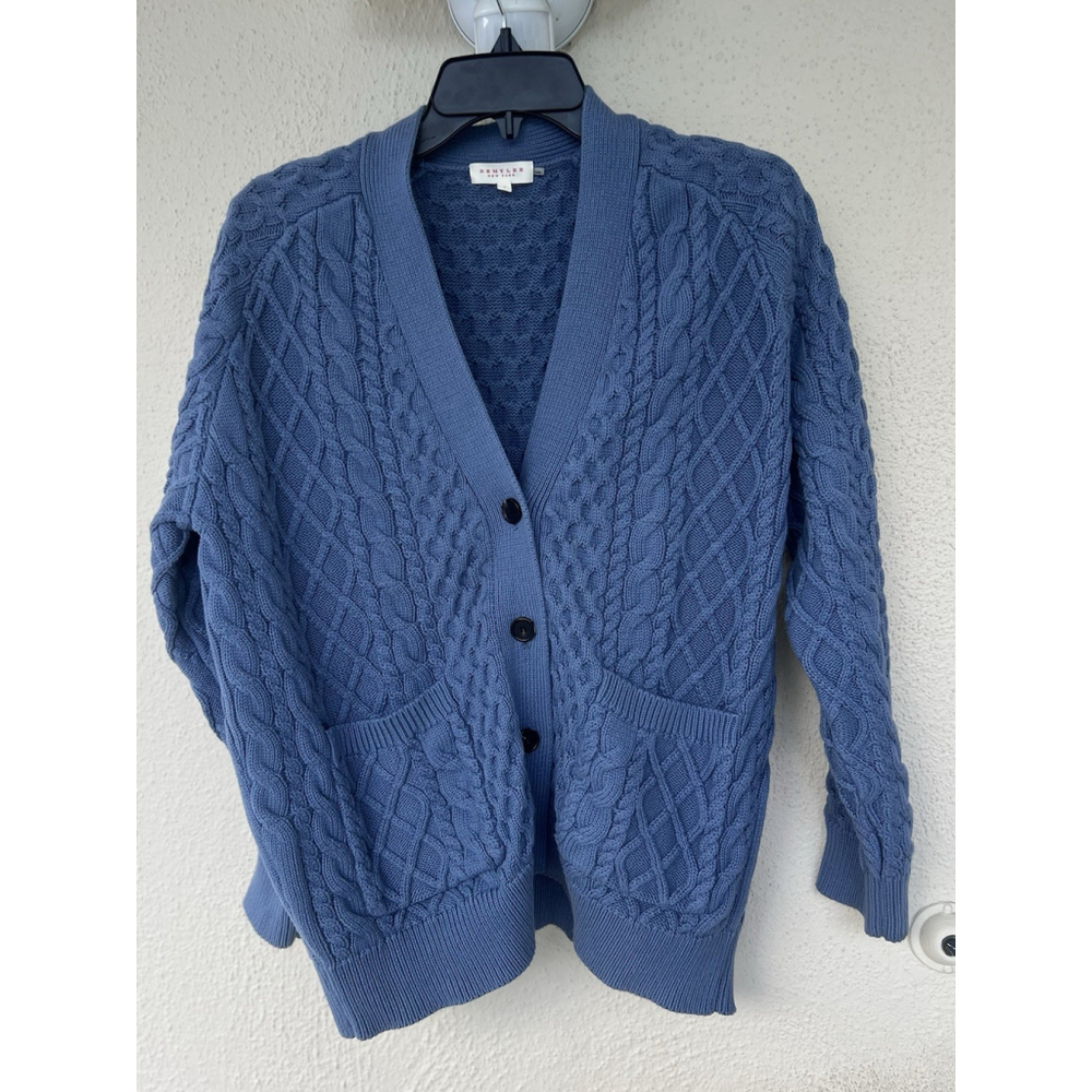 Demylee New York Blue Cable Knit Button Cardigan S Preppy Academia Old Money